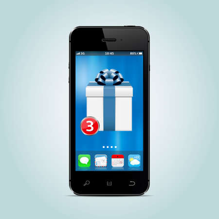 Smartphone with new gift box app on the screenのイラスト素材