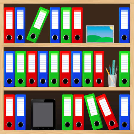File folders standing on the shelves at office. のイラスト素材