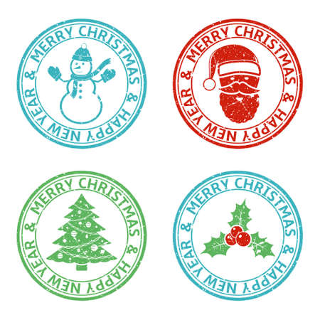 Vector grunge Christmas stampsのイラスト素材