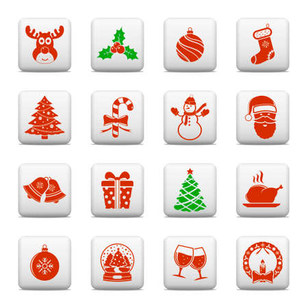 Christmas holiday icons on web buttonsのイラスト素材