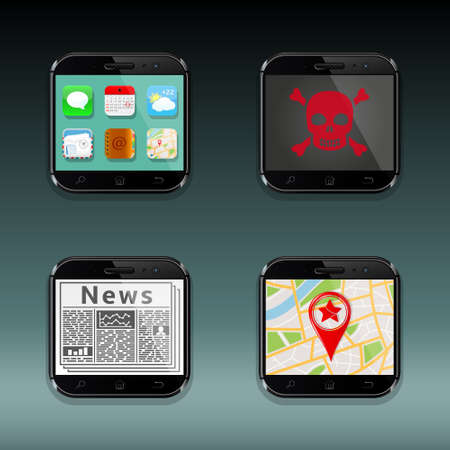 Mobile phones, vector apps iconsのイラスト素材