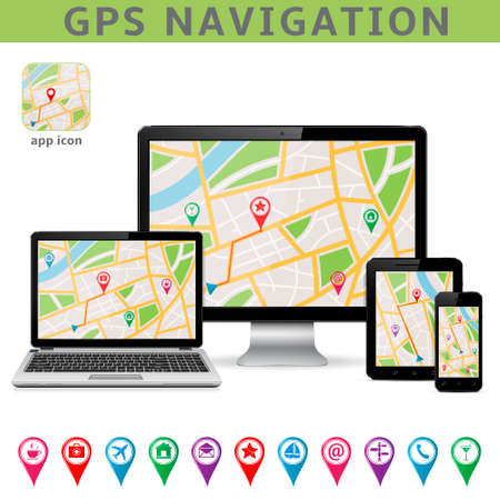 GPS navigation. Infographic template. Vector illustration.のイラスト素材