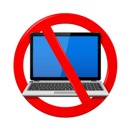 No Laptop - prohibition sign isolated over whiteのイラスト素材
