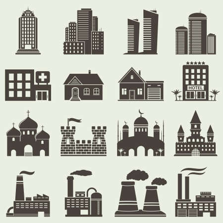 Set of various buildings and real estate iconsのイラスト素材
