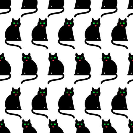 Seamless pattern with black catsのイラスト素材