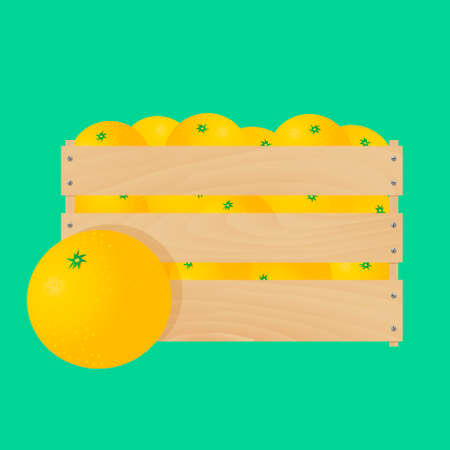 Sweet orange in wooden boxの写真素材