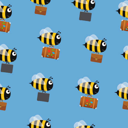 Flying bees with travel bag and briefcases.