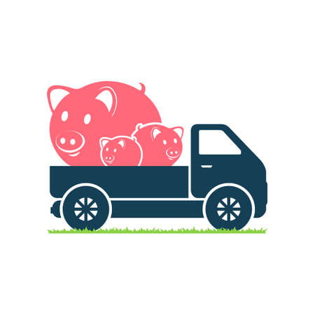 A truck carries pigsのイラスト素材