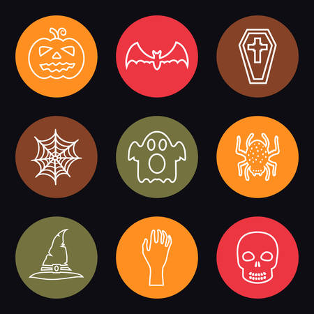 Halloween line icons. Vector illustrationのイラスト素材