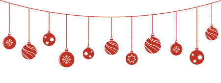 Christmas balls decorations. Christmas hanging ornaments.のイラスト素材