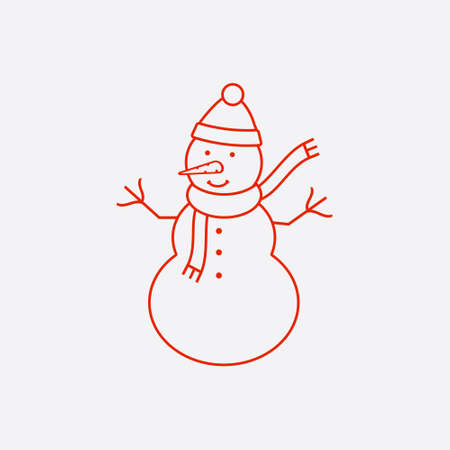 Snowman line iconのイラスト素材