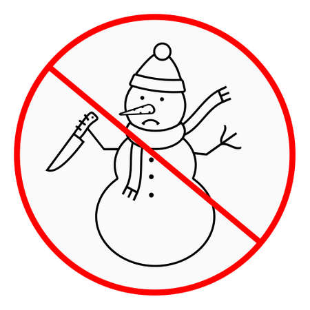 Stop angry snowman sign. Vector illustrationのイラスト素材
