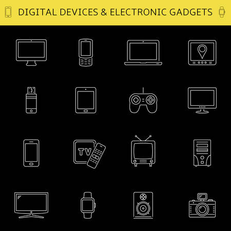 Set of thin line devices icons for mobile apps and web design. Vector illustration.のイラスト素材