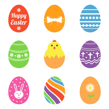 Easter eggs iconsのイラスト素材