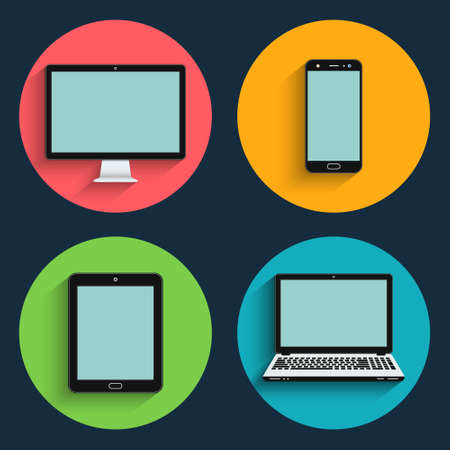 Gadget flat icons. Mobile devices.のイラスト素材