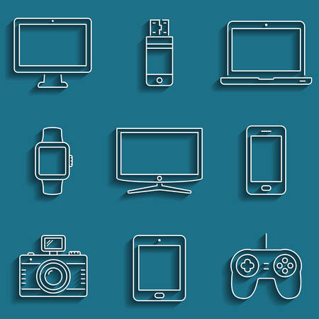Digital devices outline icons vector illustration design.のイラスト素材