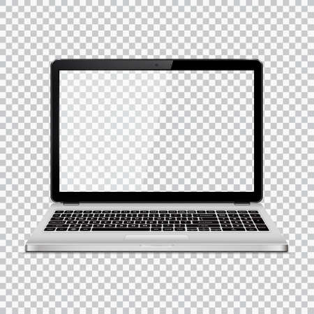 Modern glossy laptop with transparent screen isolated on transparent background. Vector illustration.のイラスト素材