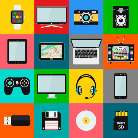 Set of technology and multimedia devices icons. Vector illustration eps10のイラスト素材
