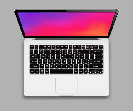 High detailed laptop with abstract colorful background on screen. Vector illustration.のイラスト素材