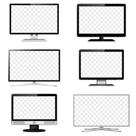 TV and Computer monitor transparent screen set. Vector illustration.のイラスト素材
