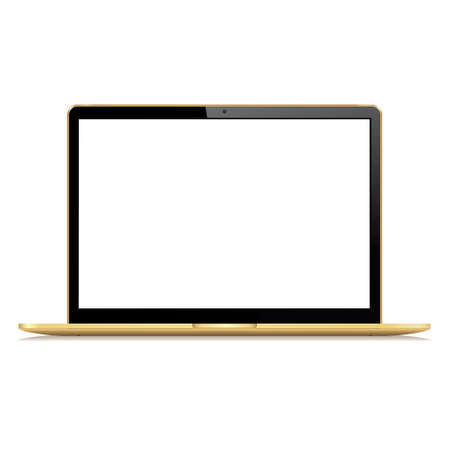 Isolated laptop with empty space on white background. Computer notebook with empty screen. Vector illustration.のイラスト素材