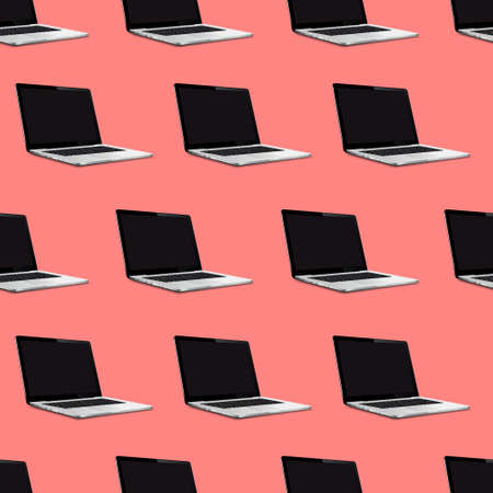 Many laptop computers seamless texture isometric pattern. Vector illustration.のイラスト素材
