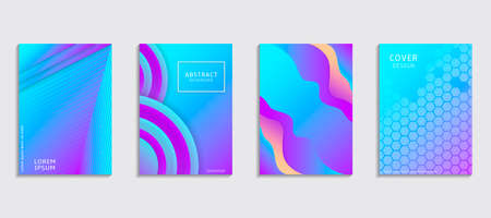 Vector halftone cover design templates. Layout set for covers of books, albums, notebooks, reports, magazines.のイラスト素材