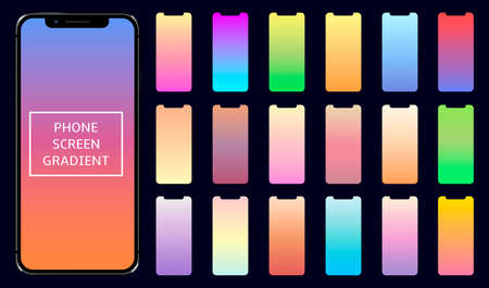 Set of smartphone screen gradients. Collection of colorful gradient background.のイラスト素材