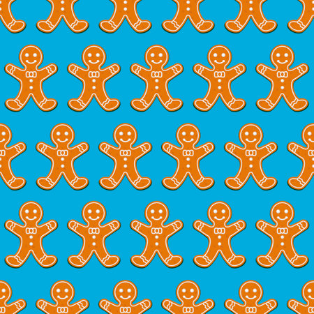 Christmas gingerbread man cookies seamless patternのイラスト素材