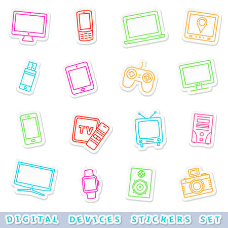 Digital devices stickers setのイラスト素材