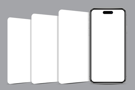 Smartphone mockup with blank app screens. Mobile app design concept for showcasing screenshots. Vector illustration.のイラスト素材