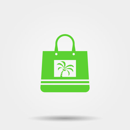 Shopping bag with palm tree icon. Flat design style eps 10のイラスト素材