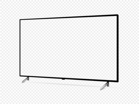 Realistic TV screen. Smart TV mockup. Blank television template. Vector illustration.のイラスト素材