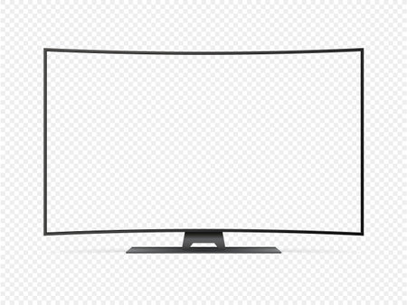 Curved TV transparent flat screen lcd or oled realistic mockup. Vector illustration.のイラスト素材