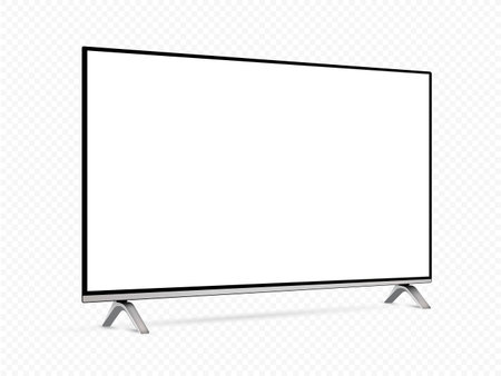 Realistic TV screen. Smart TV mockup. Blank television template. Vector illustration.のイラスト素材
