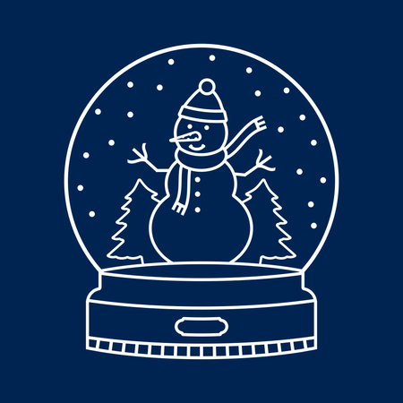 Snow globe with snowman and trees. Vector illustration.のイラスト素材