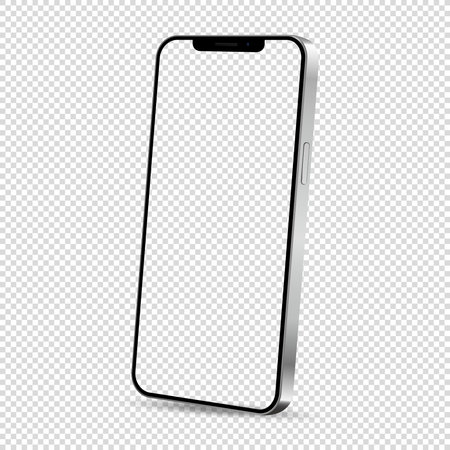 Smartphone mockup frame less transparent screen. Vector illustration.のイラスト素材