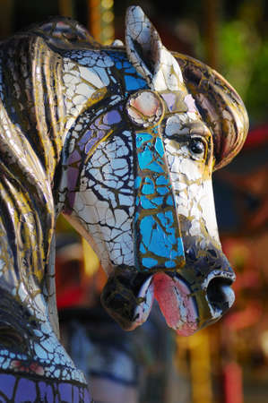 Weathered carousel horse with shallow depth of fieldの写真素材