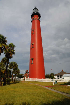 Photo of a brick lighthouse from ponce inlet, floridaの写真素材