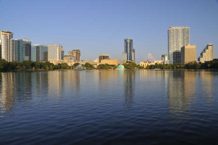 Orlando, Florida skyline as seen from Lake Eola Parkの写真素材