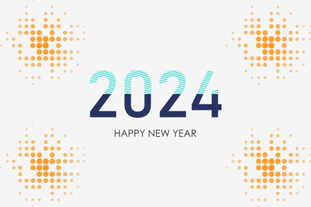 Happy new year 2024 with full color design template. 2024 new year celebration concept for greeting...