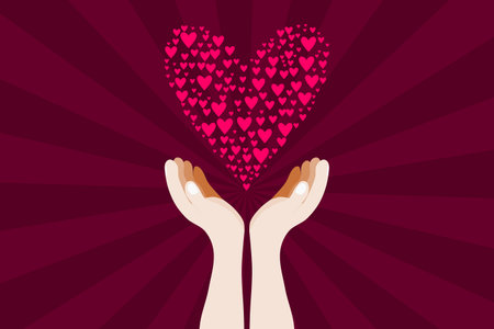 Healthcare hands holding heart. Health or medicine symbol. Vector illustration.のイラスト素材