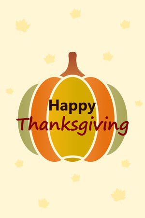 Celebration of Thanksgiving Day with pumpkin and autumn leaves, vertical banner illustrationのイラスト素材