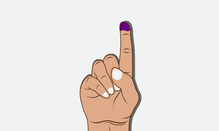 Index finger with blue or purple ink. Presidential election concept.のイラスト素材