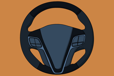 Car steering wheel on orange background. Vector illustration. Eps 10.のイラスト素材