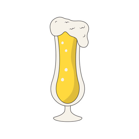 Beer Glass Illustration with Cartoon Design. Isolated Vector on White Background.のイラスト素材