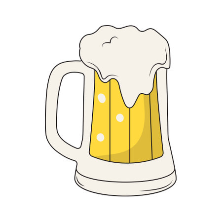 Beer Glass Illustration with Cartoon Design. Isolated Vector on White Background.のイラスト素材