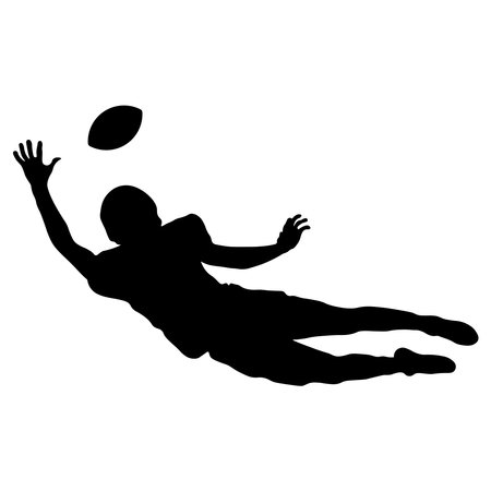 American Football Player Silhouette on White Background. Vector Illustrationのイラスト素材
