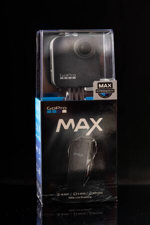 Kuala Lumpur, Malaysia - December 2019. Gopro max isolated against blackのeditorial素材