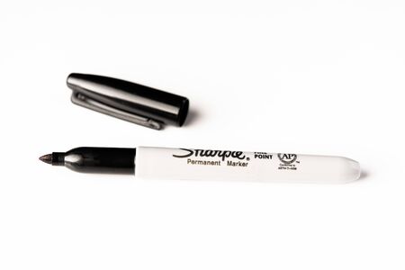 Kuching, Malaysia - May 2019. "Sharpie" permanent marker pen isolatedのeditorial素材